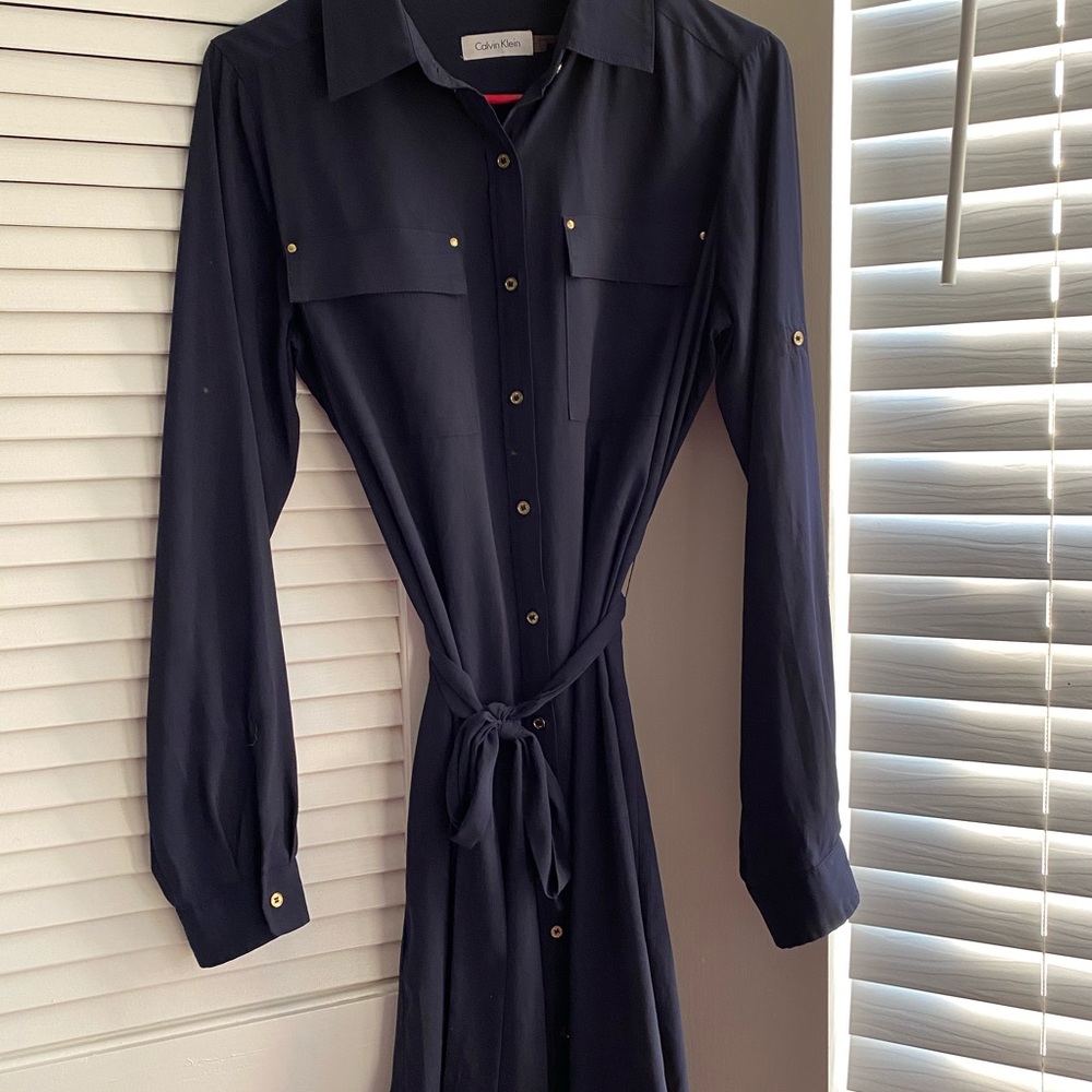 Calvin Klein Navy Silk Dress